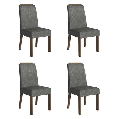 Kit 4 Cadeiras De Jantar 4255 Com Espaldar Rustic-silver Madesa