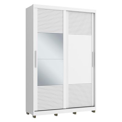 Guarda-roupa Solteiro Com Espelho 2 Portas Correr 3 Gavetas 150cm Multimóveis Cr35399 Branco