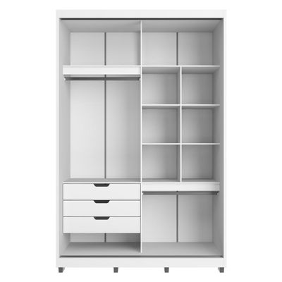 Guarda-roupa Solteiro Com Espelho 2 Portas Correr 3 Gavetas 150cm Multimóveis Cr35399 Branco