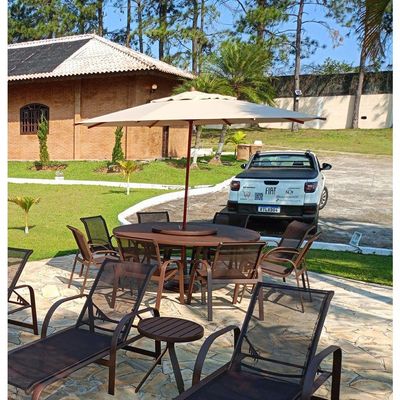 Guarda Sol Ombrelone 3,00m + Base 40kg Para Praia Piscina Jardim Bege Escuro