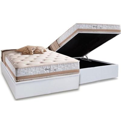 Cama Box Baú Casal + Colchão Molas Herval Spain