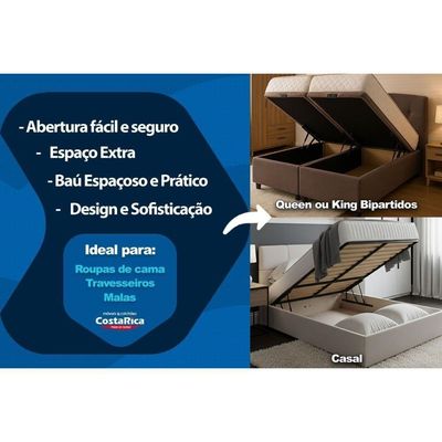 Cama Box Baú Casal + Colchão Molas Herval Spain