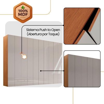 Guarda Roupa Casal Everest Mdf 10 Pts 4 Gav E 9 Prateleiras Naturalle/off White