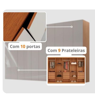Guarda Roupa Casal Everest Mdf Moderna Mobília Naturalle/off White