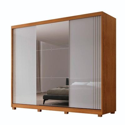 Guarda Roupa Casal Connor 3 Portas 6 Cabideiros Com Espelho Naturalle