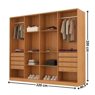 Guarda Roupa Casal Atacama Mdf 8 Pts 8 Gav E 8 Prateleiras Naturalle/off White