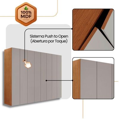 Guarda Roupa Casal Atacama Mdf Moderna Mobília Naturalle/off White