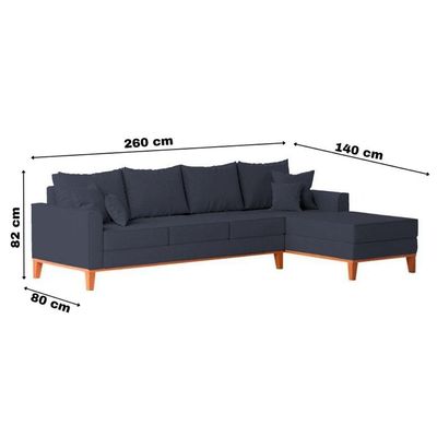 Sofá 4 Lugares Beny Com Chaise Direito Suede Azul