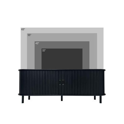Rack Tv Até 65” Curvo Ripado 2 Portas Ditália R-636 Cor:preto Preto
