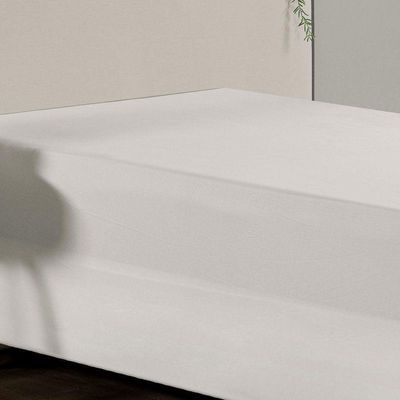 Jogo De Cama Solteiro Nobre 2 Peças Luva De Box 55cm De Altura Malha 100% Algodão - Branco