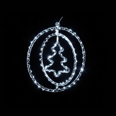 Argola Dupla Com Figura árvore 80 Leds Branco - Global