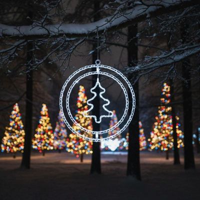 Argola Dupla Com Figura árvore 80 Leds Branco - Global