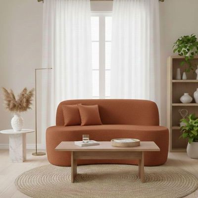 Sofá Minimalista Orgânico 2 Lugares Sala Bouclé terracota