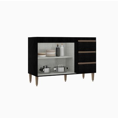 Balcão Para Pia 120cm Cozinha Modulada Milão Menu Móveis Preto