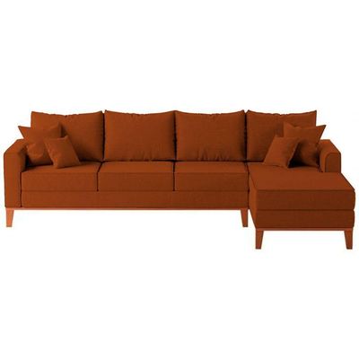 Sofá 4 Lugares Beny Com Chaise Direito Suede Terracota
