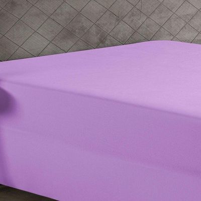 Lençol Com Elástico Solteiro Nobre 1 Peça Luva De Box 55cm De Altura Malha 100% Algodão - Lilás