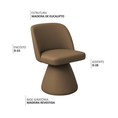 Kit 02 Cadeiras De Jantar Base Giratória Liz Corano Marrom - Nexta Casa