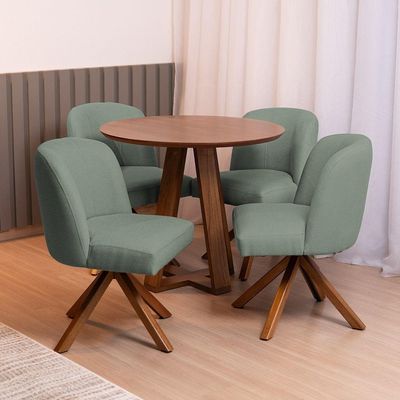 Kit 02 Cadeiras De Jantar Cléo Base Giromad Linho Verde - Nexta Casa