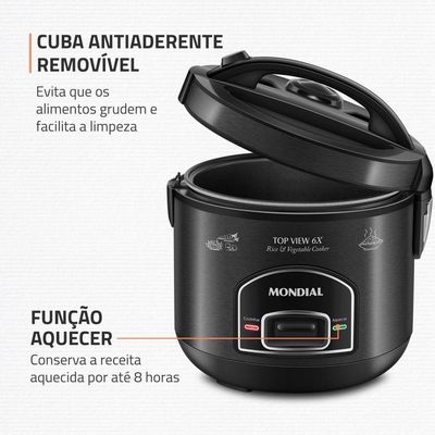 Panela Elética Top View 6x Mondial Black Inox 500W PE-30-6X 110V