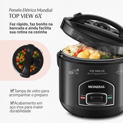Panela Elética Top View 6x Mondial Black Inox 500W PE-30-6X 110V