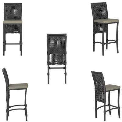 Mesa Bistrô E 4 Banquetas Roma Preta Corda Estofado 8 Trama Preto