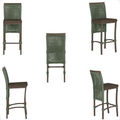 Mesa Bistrô E 4 Banquetas Roma Marrom Corda Estofado 9 Trama Verde