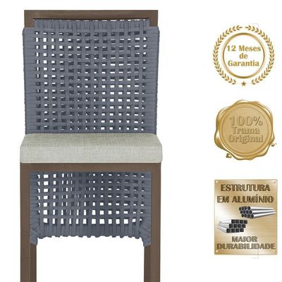 Mesa Bistrô 2 Banquetas Roma Marrom Corda Náutica 3 Trama Prata