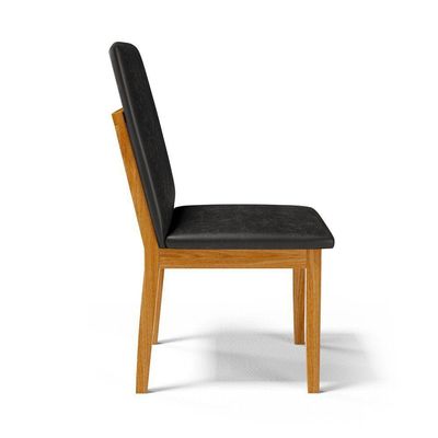 Kit Com 6 Cadeiras Daniela Madeira Maciça Estofada Para Mesa De Jantar Courino Preto 503
