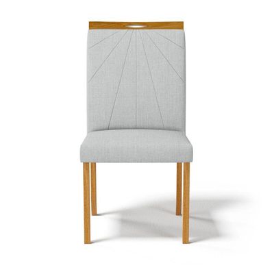 Kit Com 6 Cadeiras Maiara Madeira Maciça Estofadas Para Mesa De Jantar Linho Cinza 407