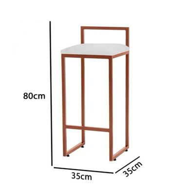 Kit 3 Banquetas Dori Premium Alta Industrial Para Bar Cozinha Bistrô Em Aço - Cobre-branco