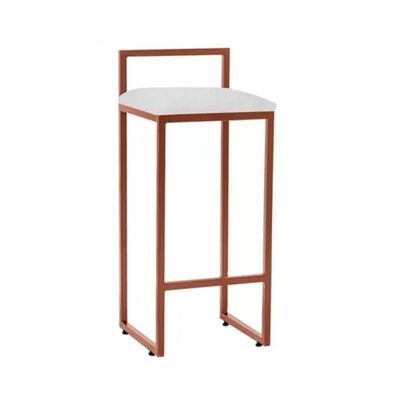 Kit 3 Banquetas Dori Premium Alta Industrial Para Bar Cozinha Bistrô Em Aço - Cobre-branco