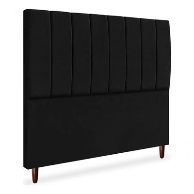 Cabeceira De Cama Box Carla Casal 140 Cm Suede Preto Eli Móveis E Decoração
