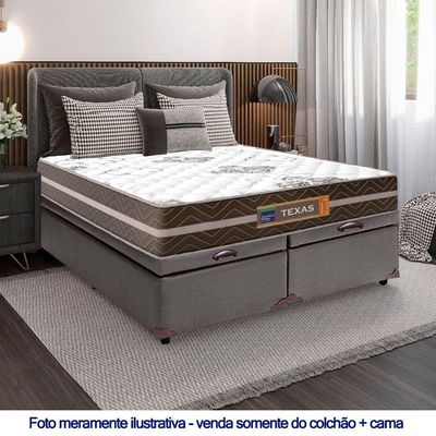 Cama Box Baú Casal Bipartido Sintético + Colchão Molas Ensacadas Texas Prime Colchões 138cm Suporta Até 120kg Por Pessoa