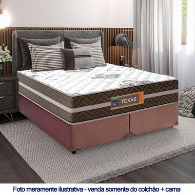 Cama Box Casal Bipartido Sintético + Colchão Molas Ensacadas Texas Prime Colchões 138cm - Suporta Até 120kg Por Pessoa