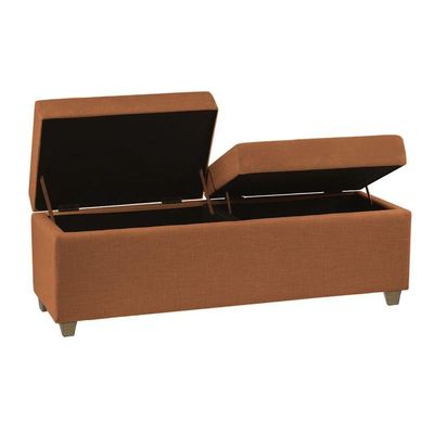 Canto Alemão Recamier Bau + Painel Madri 140cm Veludo Terracota - Inova Decor