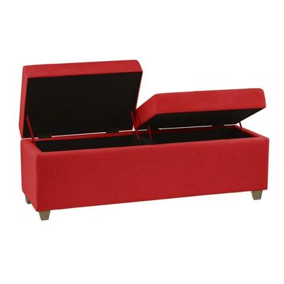 Canto Alemão Recamier Bau + Painel Madri 120cm Suede Vermelho - Inova Decor