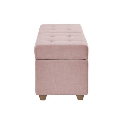 Canto Alemão Recamier Bau + Painel Madri 120cm Suede Rosa Bebe - Inova Decor