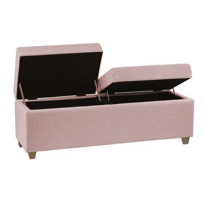 Canto Alemão Recamier Bau + Painel Madri 120cm Suede Rosa Bebe - Inova Decor