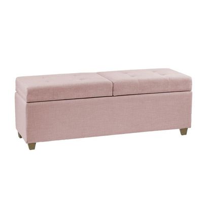 Canto Alemão Recamier Bau + Painel Madri 120cm Suede Rosa Bebe - Inova Decor