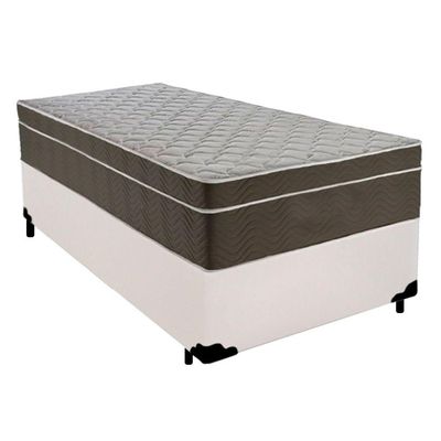 Cama Box Solteiro Sintético + Colchão De Molas Ensacadas - - 88cm Branco