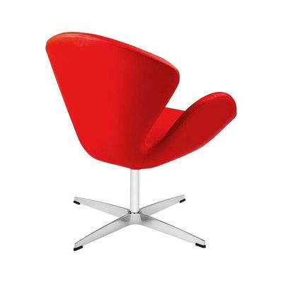 Poltrona Swan Couro Sintético Vermelho Base Alumínio Giratória