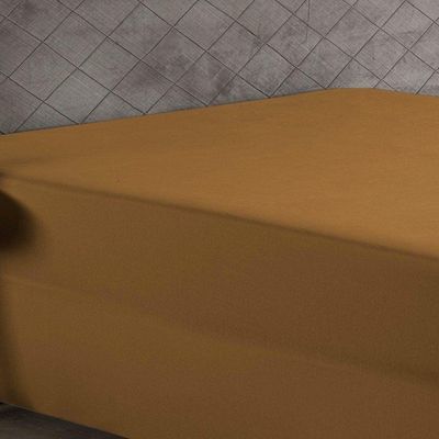 Lençol Com Elástico Queen Nobre 1 Peça Luva De Box 55cm De Altura Malha 100% Algodão - Cobre