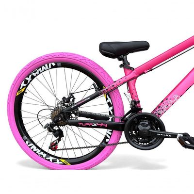 Bicicleta aro26 Vikingx Tuff X44 Câmbios Shimano 21v Freio Hidráulico Freeride Pneu Flame RosaPreto
