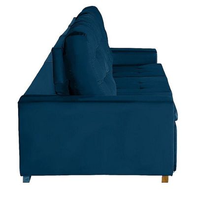 Sofá Modular 6 Lugares 3.05M Retrátil E Reclinável Azul