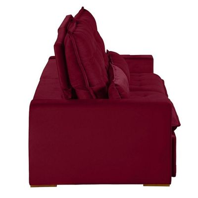 Sofá 6 Lugares 2.90 Mt Retrátil E Reclinável Veludo Vermelho