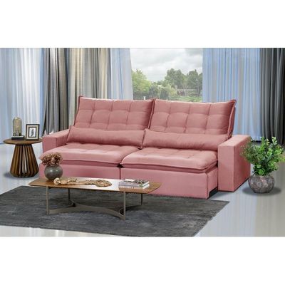 Sofá 5 Lugares 2.50 Mt Retrátil E Reclinável Sofatec Rose
