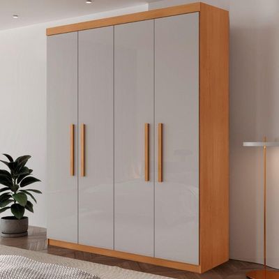 Guarda Roupa Solteiro Hera 4 Portas Rufato Naturalle/off White