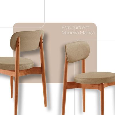 Conjunto 2 Cadeiras De Jantar Ballare Soft Moderna Mobília Ambar / Imbuia Nat.