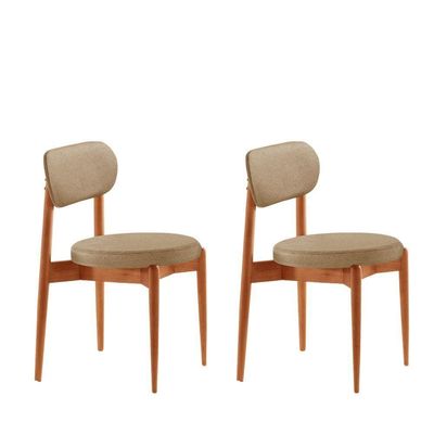 Conjunto 2 Cadeiras De Jantar Ballare Soft Moderna Mobília Ambar / Imbuia Nat.