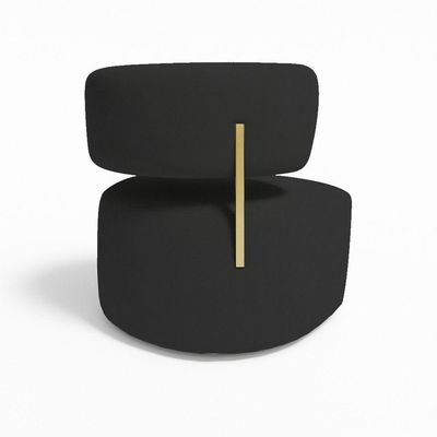 Poltrona Decorativa Orgânica Maya Veludo Preto Ferro Dourado - Pallazio